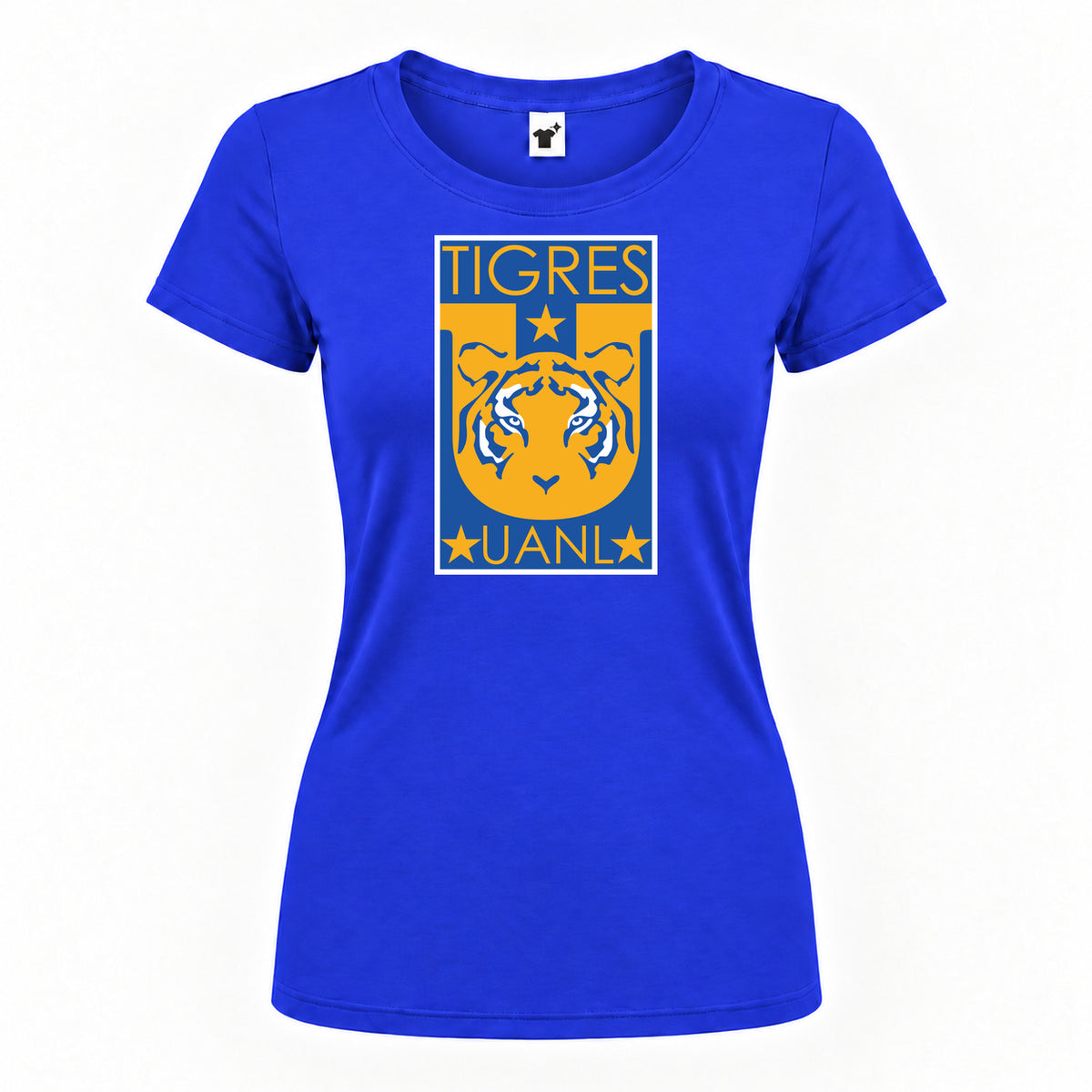 Women's Tigres UANL FC Round Neck T-Shirt — Royal Blue — original logo on current Drive garment