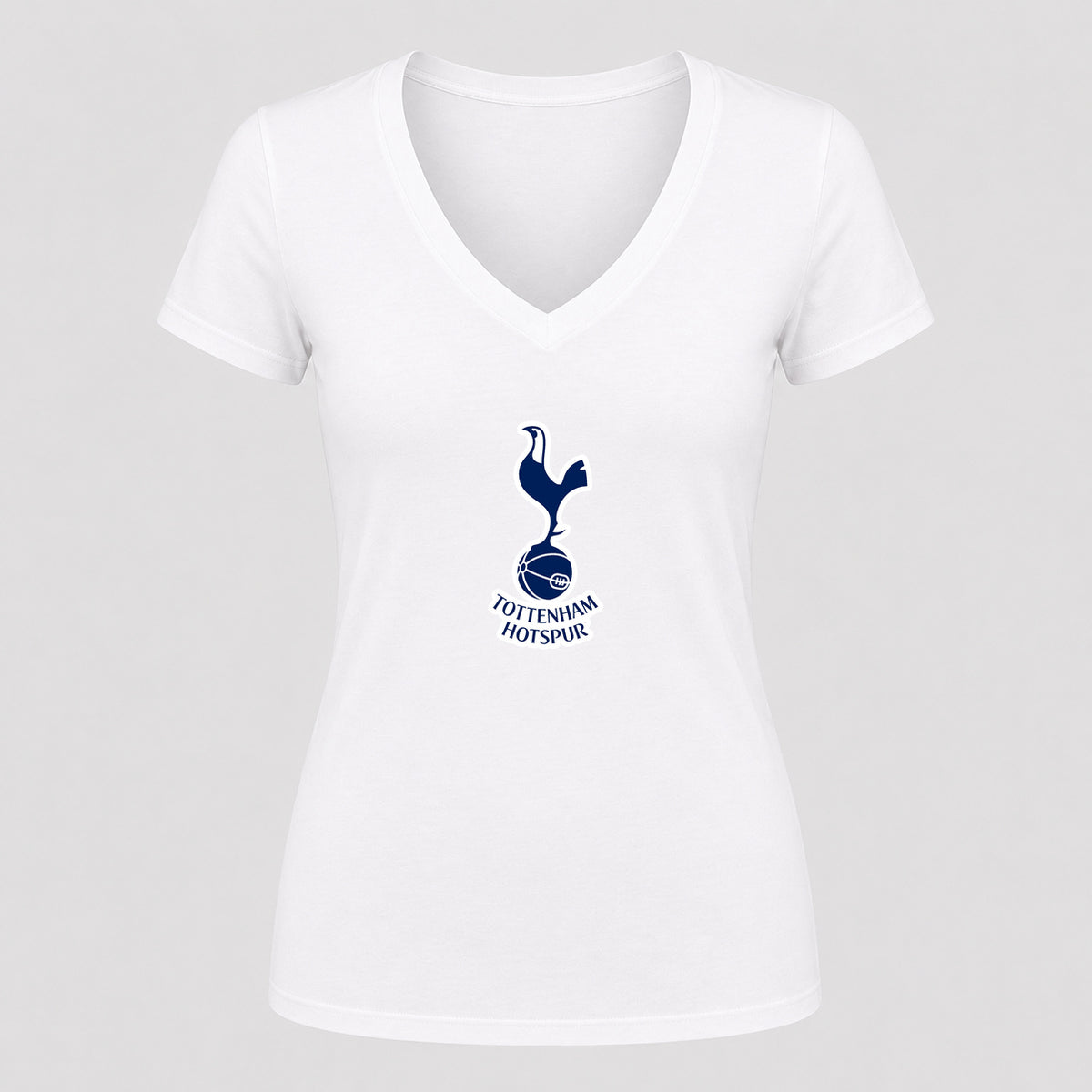 Women's Tottenham Hotspur F.C. Soccer V-Neck T-Shirt | Color: White | Original artwork on Drive garment