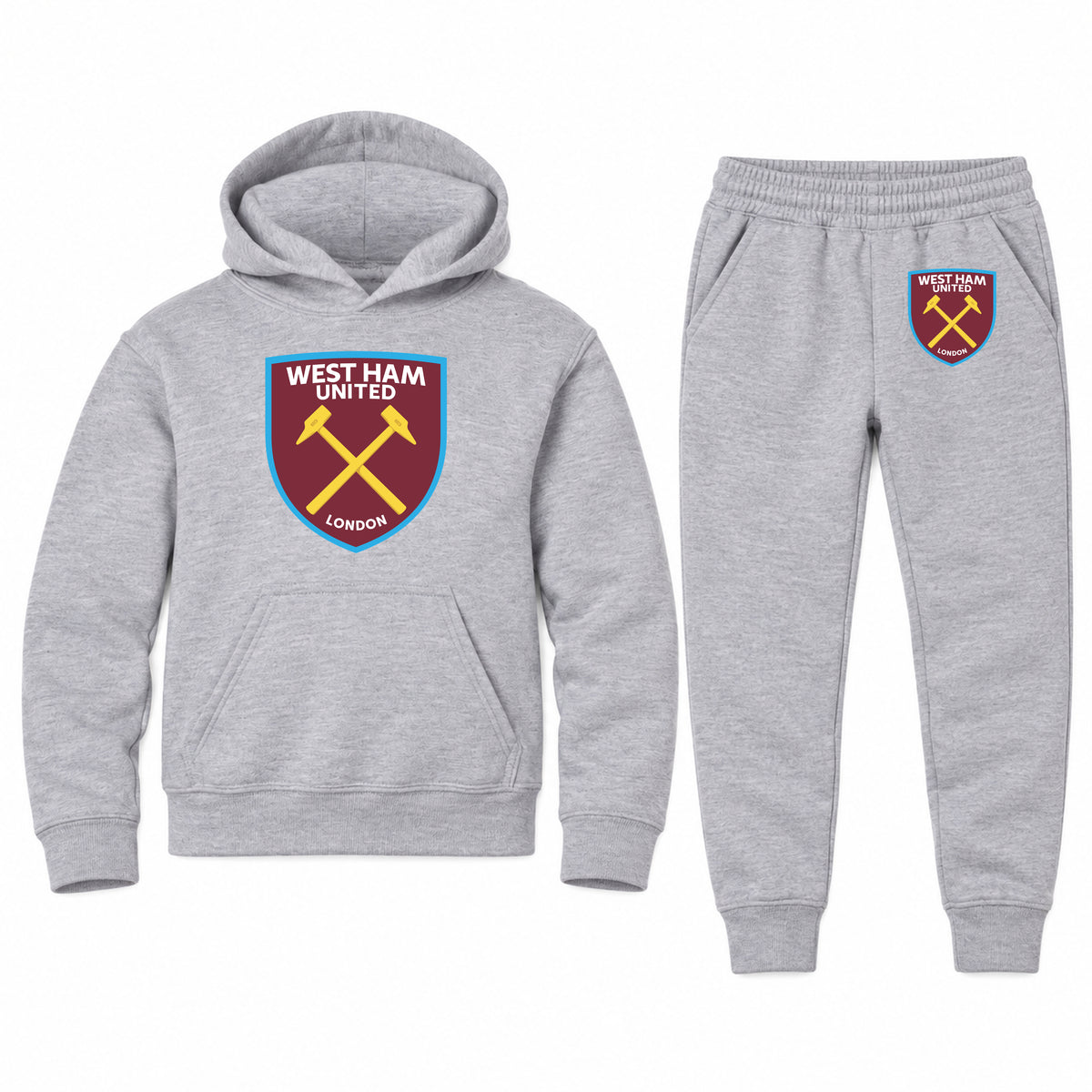 West Ham United FC youth hoodie jogger set, Sports Grey, Youth Large ages 10–12