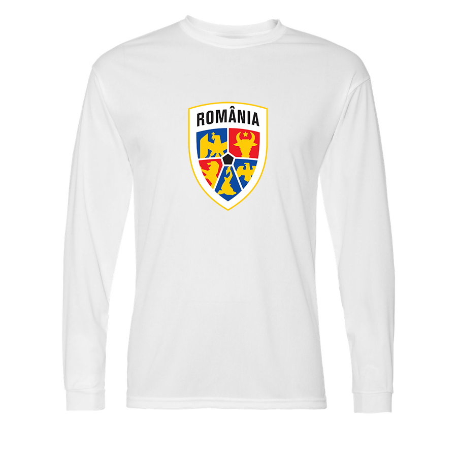 Men’s Romania National Soccer Team Performance Long Sleeve T-Shirt