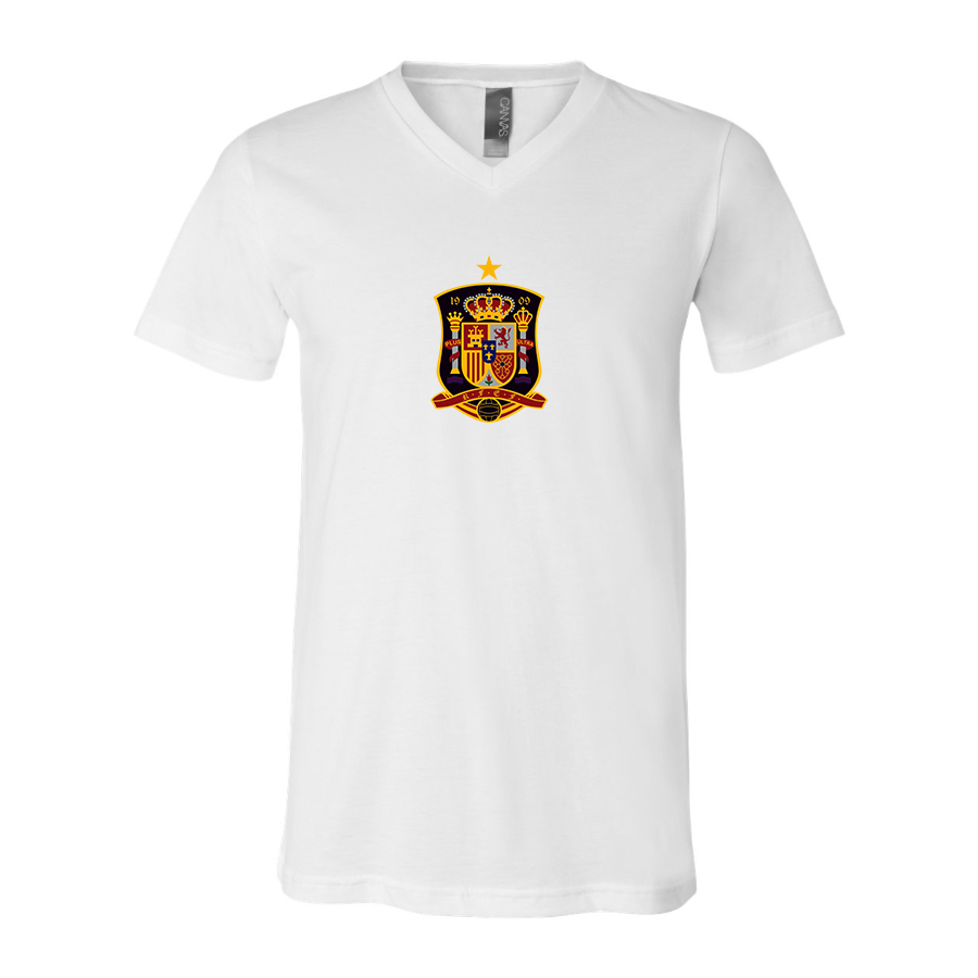 Men’s Spain National Soccer Team - BELLA + CANVAS - Jersey V-Neck Tee - 3005