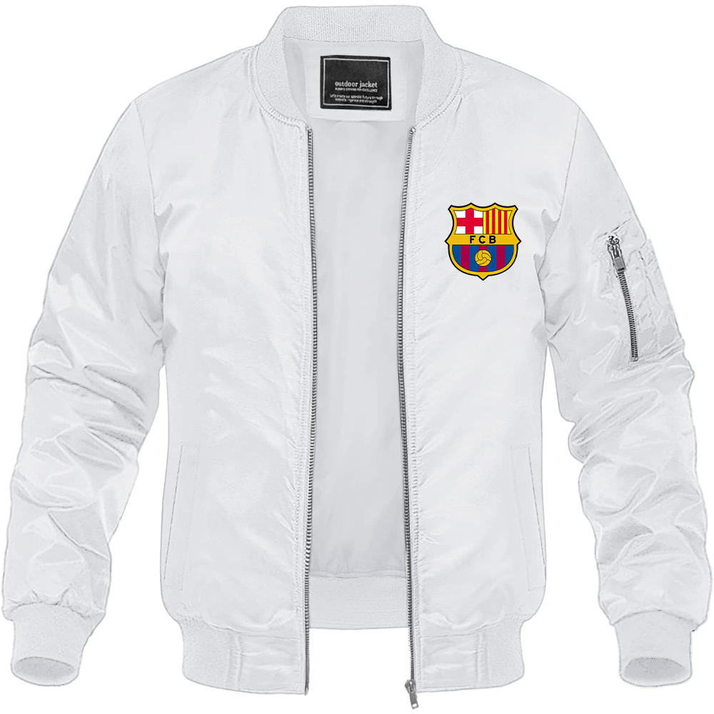 Men's F.C. Barcelona Soccer Lightweight Bomber Jacket Windbreaker Softshell Varsity Jacket Coat