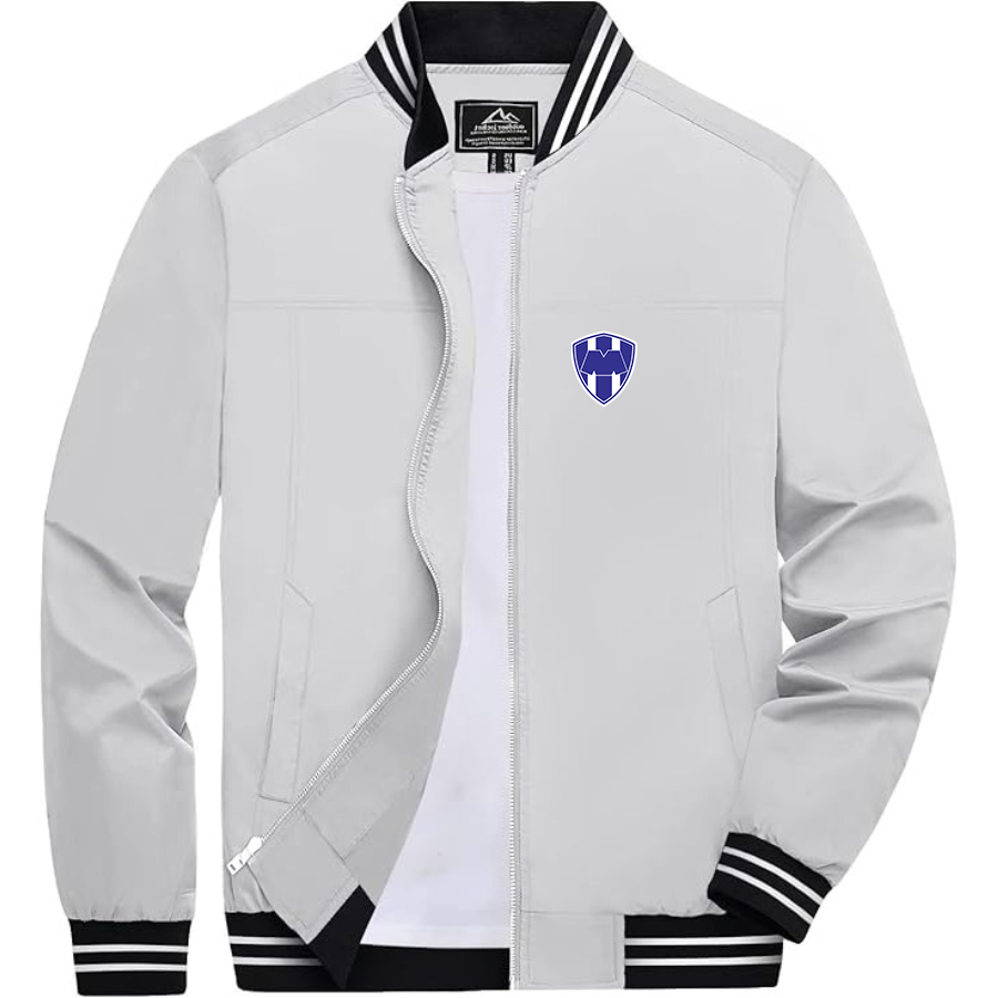 Men’s Monterrey FC - Lightweight Zip-Up Bomber Jacket with Ribbed Collar and Cuffs - Versatile Casual Outerwear