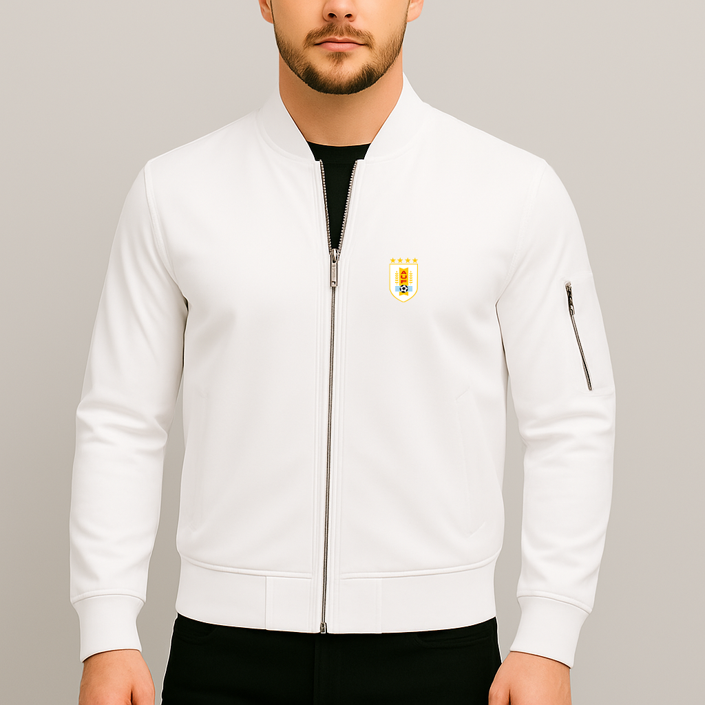 Men's Uruguay National Soccer Team Lightweight Bomber Jacket Windbreaker Softshell Varsity Jacket Coat