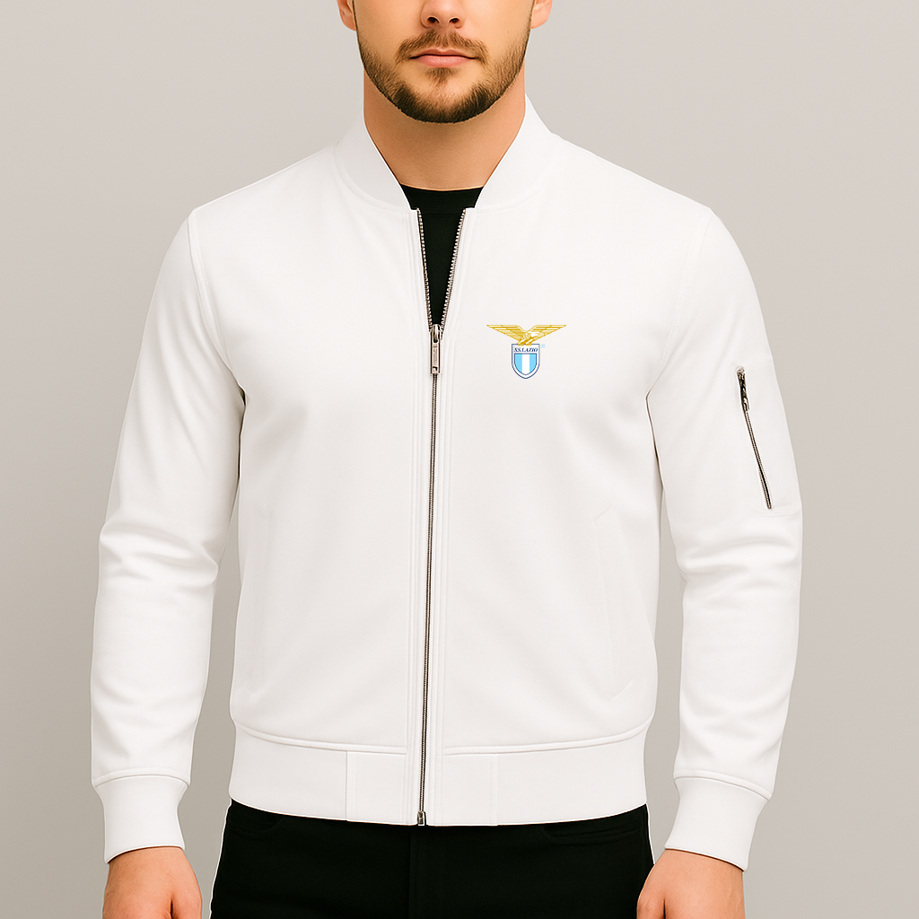 Men's Lazio FC Lightweight Bomber Jacket Windbreaker Softshell Varsity Jacket Coat