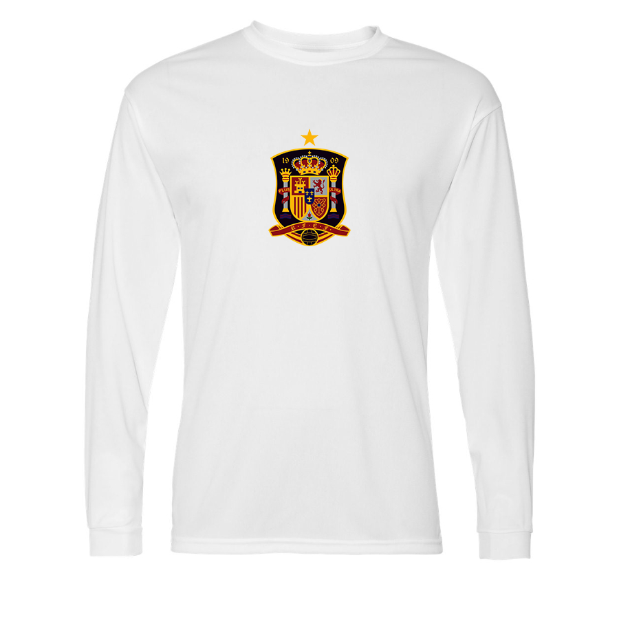 Men’s Spain National Soccer Team Performance Long Sleeve T-Shirt