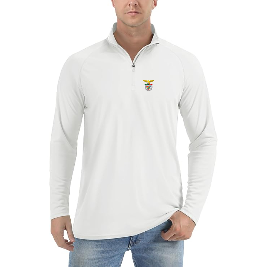 Men’s SL Benfica FC - Lightweight Quarter-Zip Athletic Shirt – Long Sleeve Performance Wear