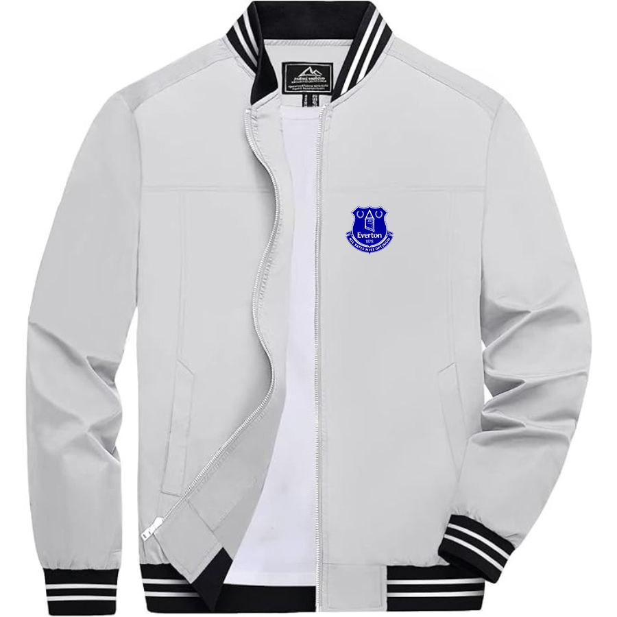Men’s Everton FC - Lightweight Zip-Up Bomber Jacket with Ribbed Collar and Cuffs - Versatile Casual Outerwear