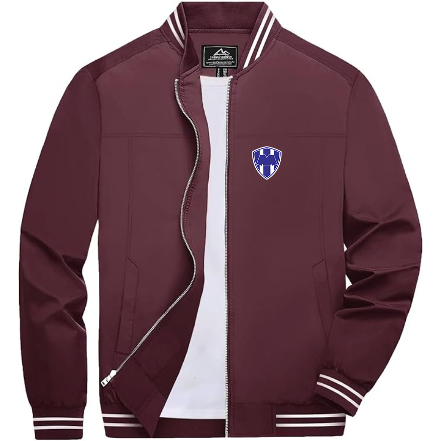 Men’s Monterrey FC - Lightweight Zip-Up Bomber Jacket with Ribbed Collar and Cuffs - Versatile Casual Outerwear