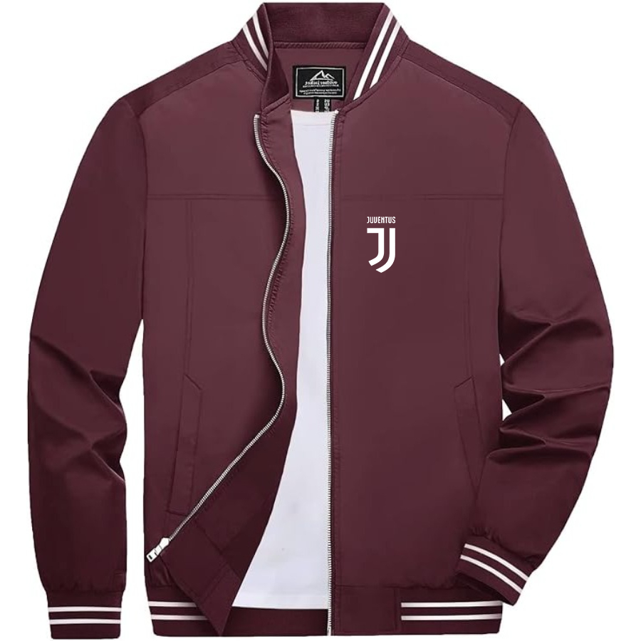 Men’s Juventus Soccer Lightweight Zip-Up Bomber Jacket with Ribbed Collar and Cuffs - Versatile Casual Outerwear (Copy)
