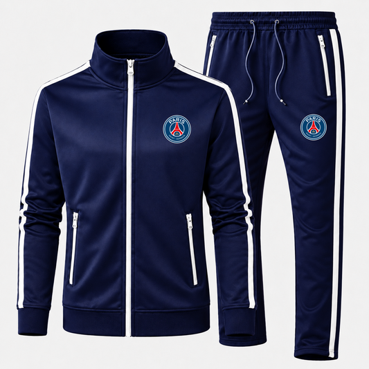 Men's Paris Saint Germain Soccer Logo Dri-Fit TrackSuit — Navy — exact original logo and updated Drive garment
