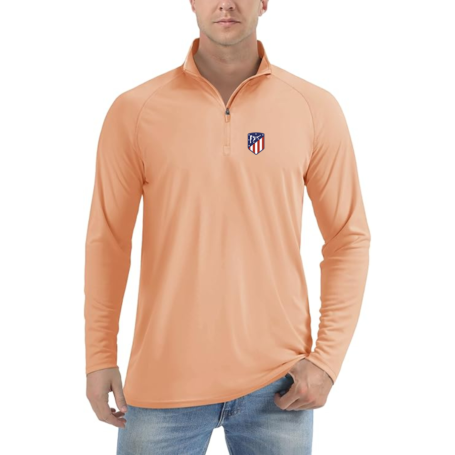 Men’s Atletico Madrid FC - Lightweight Quarter-Zip Athletic Shirt – Long Sleeve Performance Wear