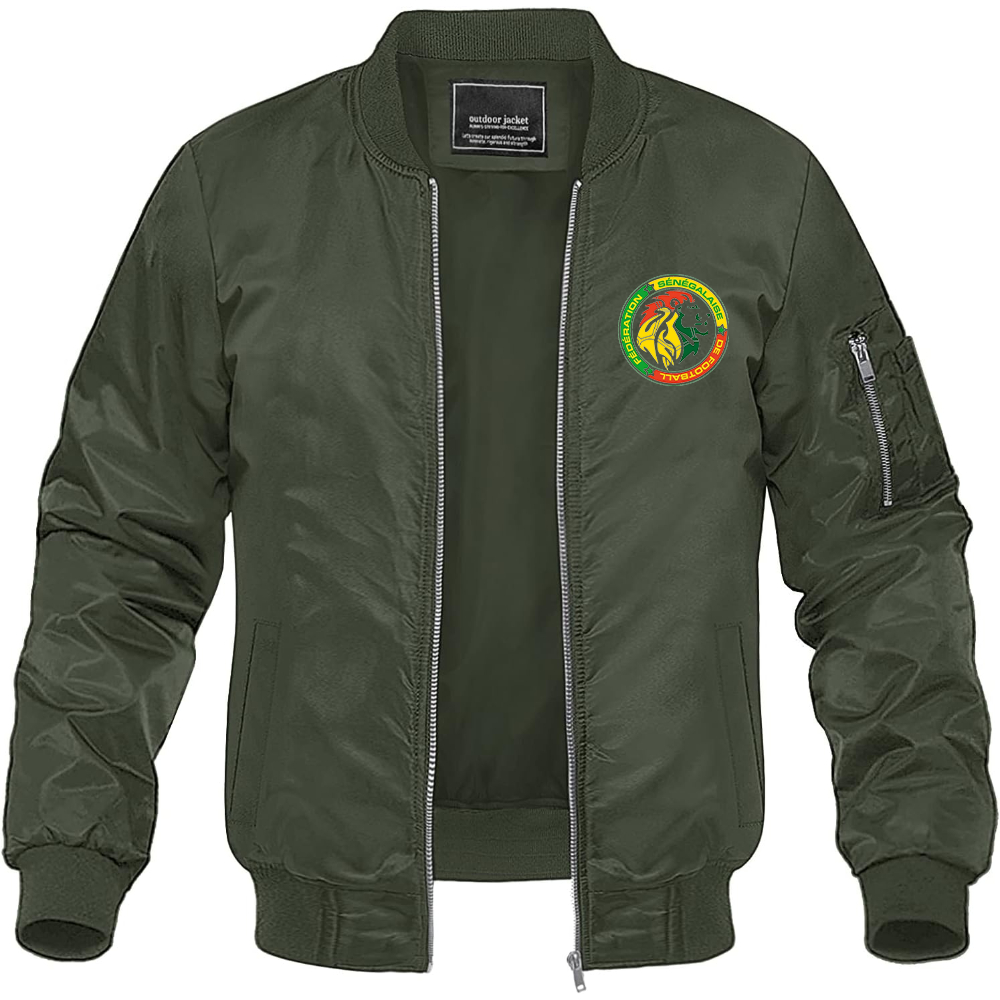 Men's Senegal National Soccer Teams Lightweight Bomber Jacket Windbreaker Softshell Varsity Jacket Coat