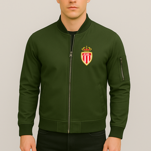 Men's AS Monaco FC Lightweight Bomber Jacket Windbreaker Softshell Varsity Jacket Coat