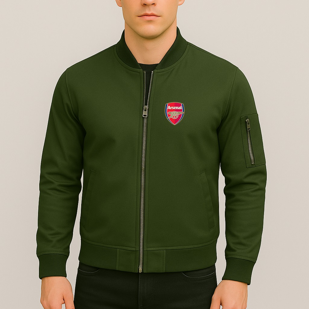 Men's Arsenal Soccer Lightweight Bomber Jacket Windbreaker Softshell Varsity Jacket Coat