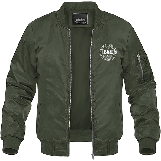 Men's Denmark Soccer Lightweight Bomber Jacket Windbreaker Softshell Varsity Jacket Coat