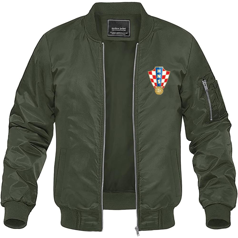 Men's Croatia National Soccer Team Lightweight Bomber Jacket Windbreaker Softshell Varsity Jacket Coat