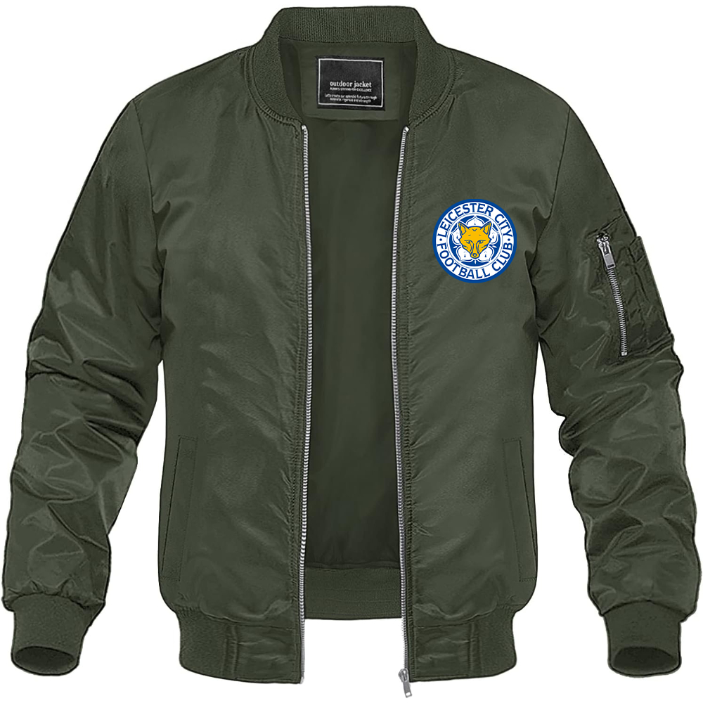 Men's Leicester City FC Lightweight Bomber Jacket Windbreaker Softshell Varsity Jacket Coat