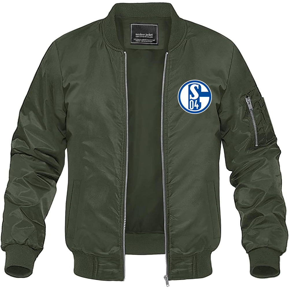 Men's Schalke 04 FC Lightweight Bomber Jacket Windbreaker Softshell Varsity Jacket Coat