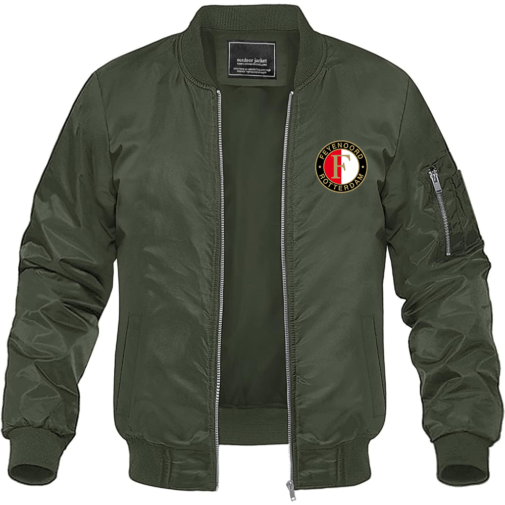 Men's Feyenoord FC Lightweight Bomber Jacket Windbreaker Softshell Varsity Jacket Coat