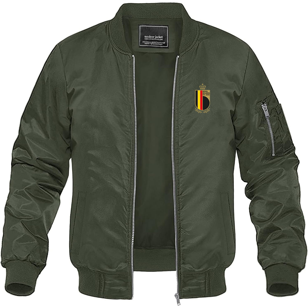 Men's Belgium National Soccer Team Lightweight Bomber Jacket Windbreaker Softshell Varsity Jacket Coat