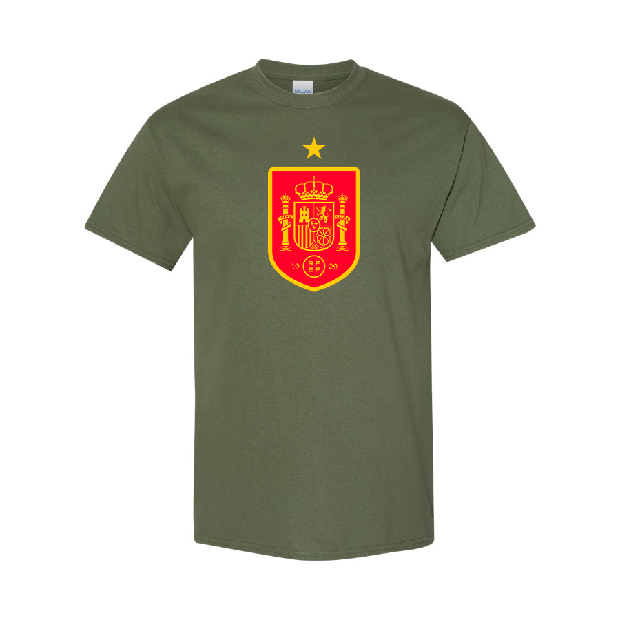 Youth Kids Spain Red Logo National Soccer Team Cotton T-Shirt