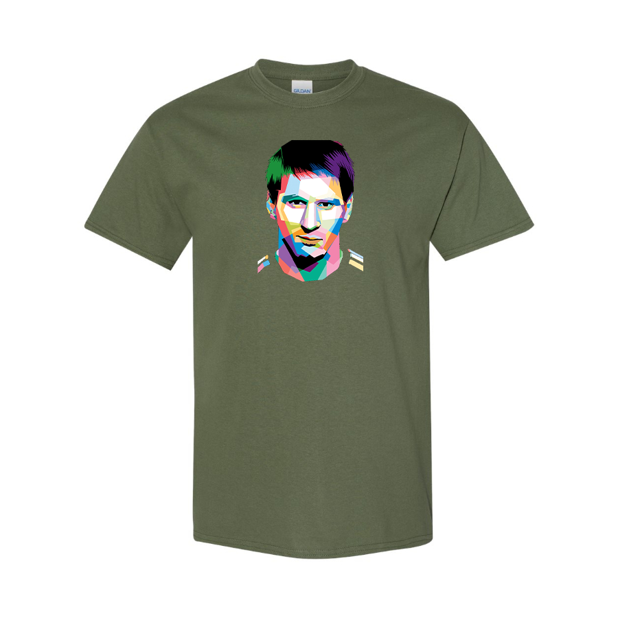 Men's Lionel Messi Face Art Soccer Cotton T-Shirt