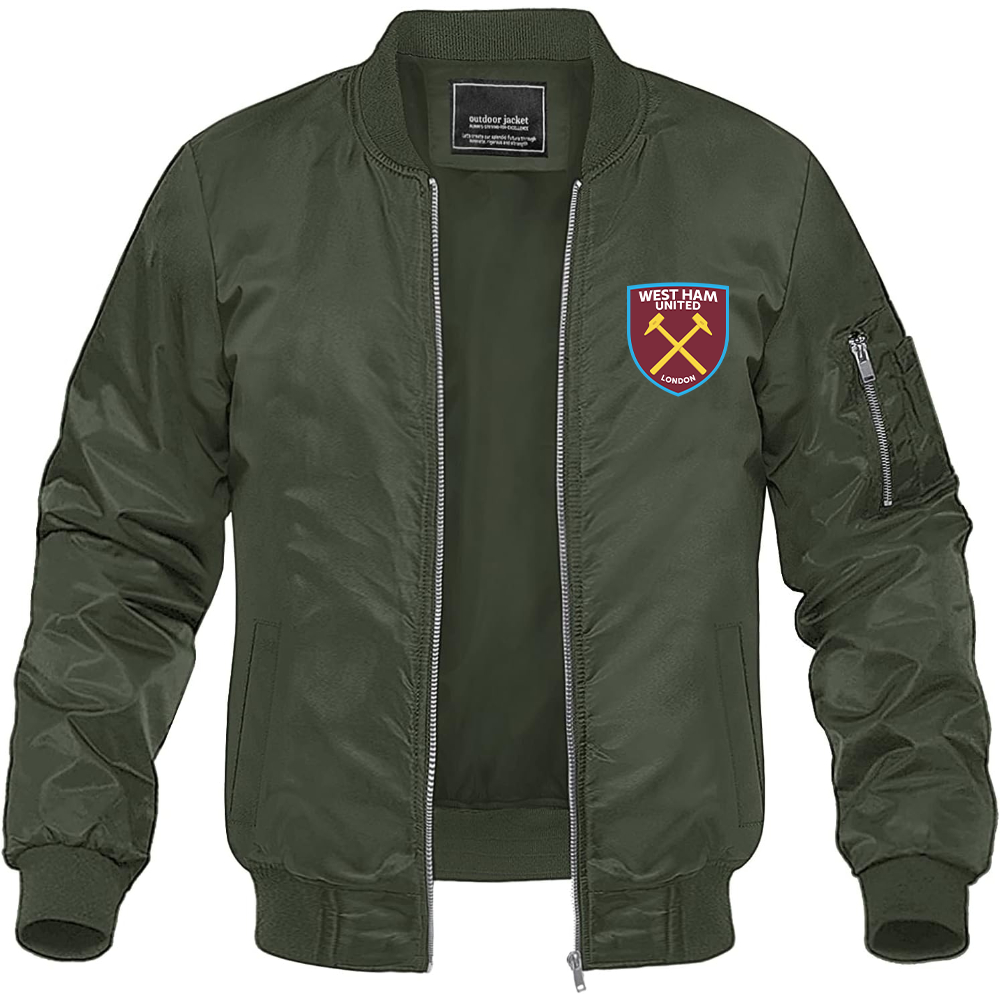 Men's West Ham United FC Lightweight Bomber Jacket Windbreaker Softshell Varsity Jacket Coat