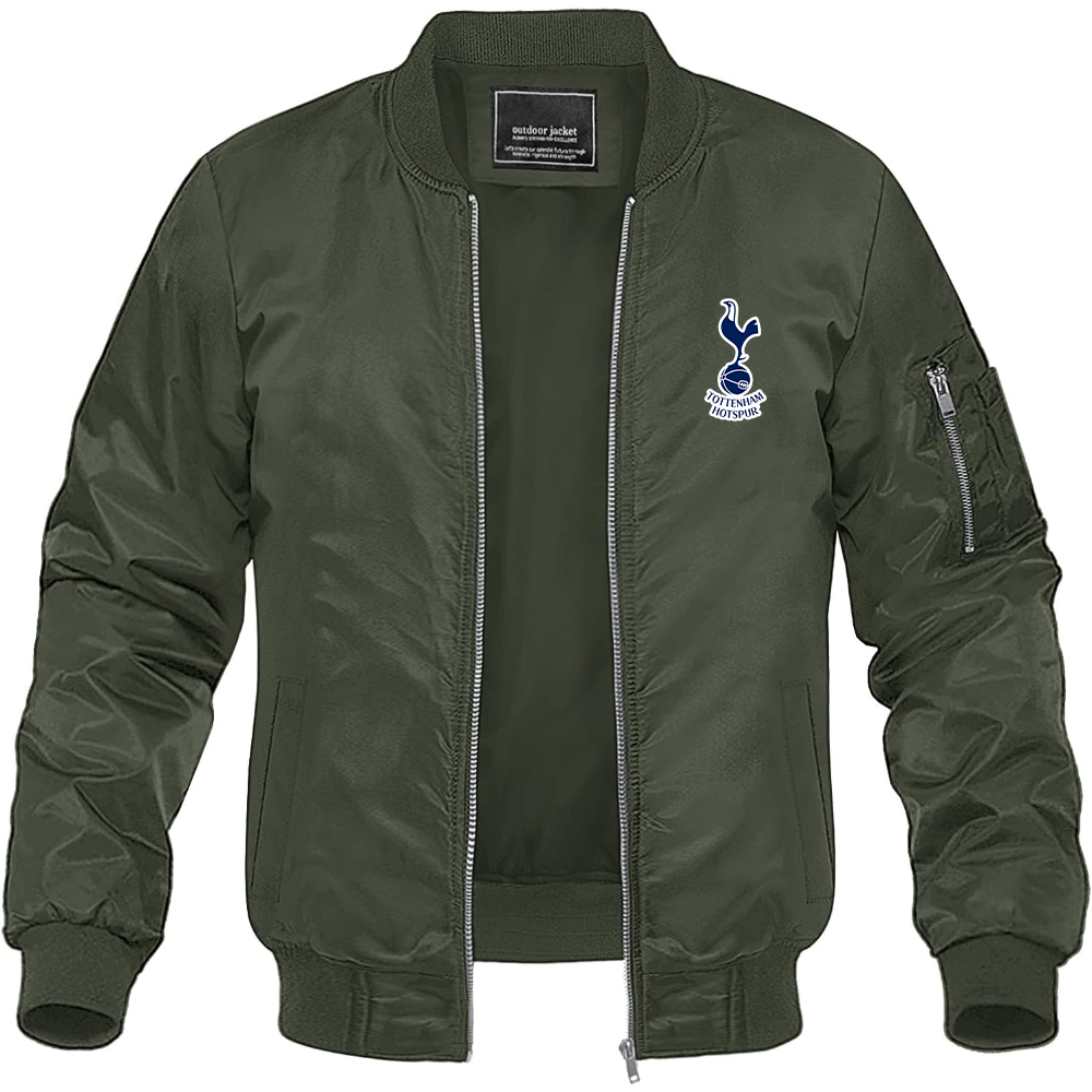 Men’s Tottenham Hotspur F.C. Soccer Lightweight Bomber Jacket Windbreaker Softshell Varsity Jacket Coat