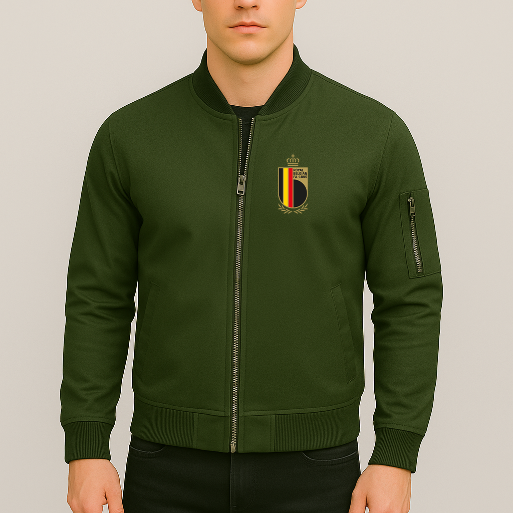 Men's Belgium National Soccer Team Lightweight Bomber Jacket Windbreaker Softshell Varsity Jacket Coat