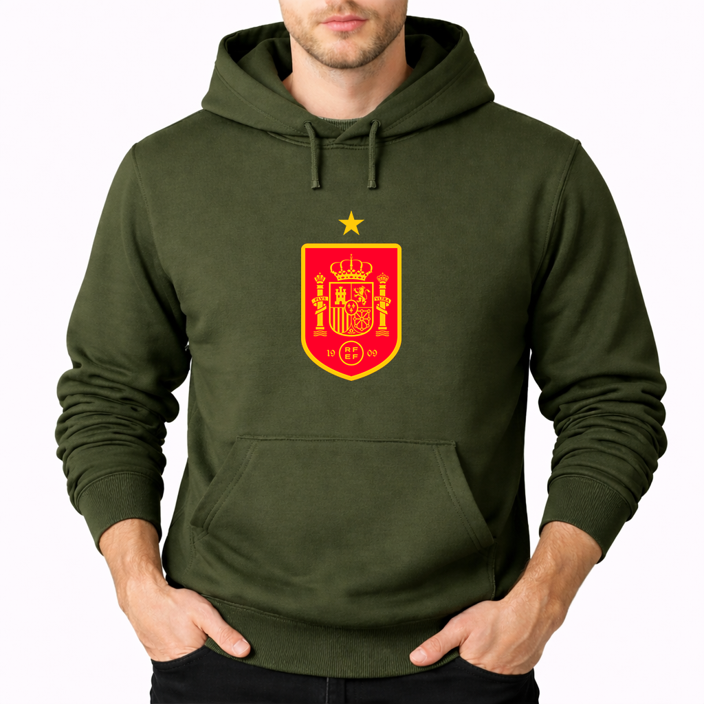 Men's Spain Red Logo National Soccer Team Pullover Hoodie