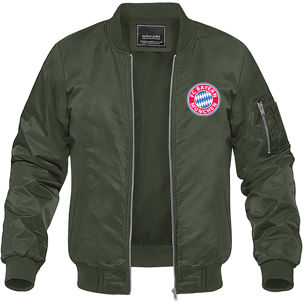Men's F.C. Bayern Munchen Soccer Lightweight Bomber Jacket Windbreaker Softshell Varsity Jacket Coat