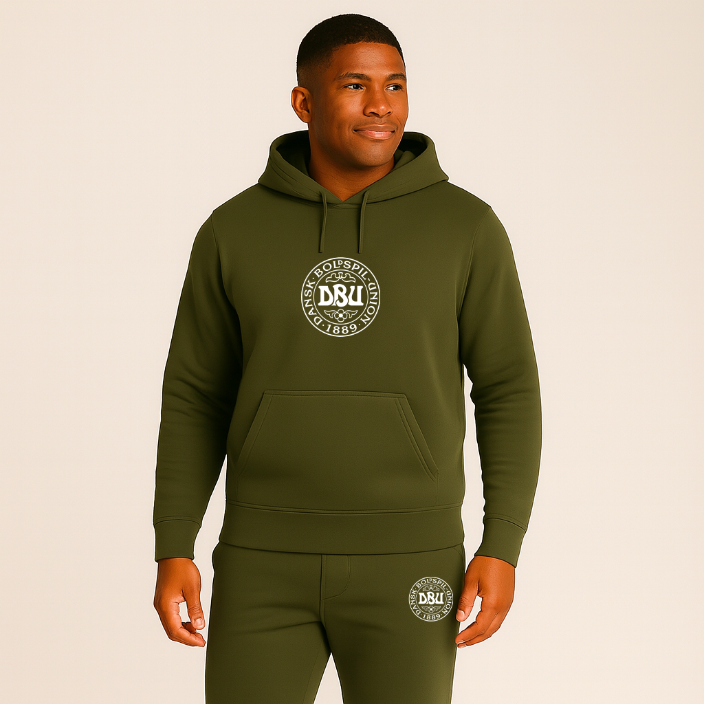 Men's Denmark Soccer Soccer Logo Hoodie Joggers Set