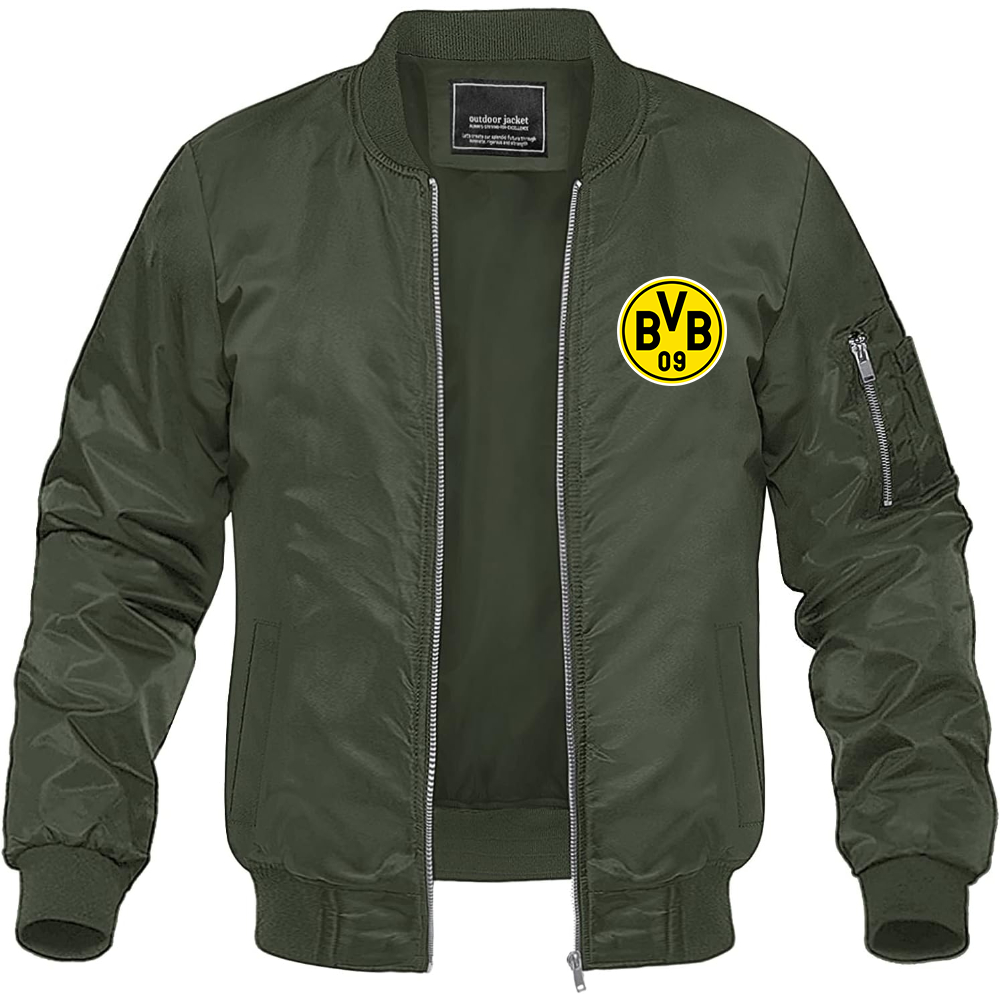 Men's Borussia Dortmund BVB FC Lightweight Bomber Jacket Windbreaker Softshell Varsity Jacket Coat