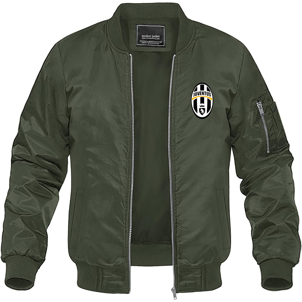 Men's Juventus Football Club Classic Lightweight Bomber Jacket Windbreaker Softshell Varsity Jacket Coat