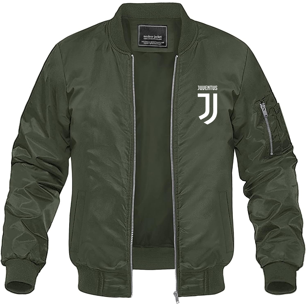 Men's Juventus Soccer Lightweight Bomber Jacket Windbreaker Softshell Varsity Jacket Coat