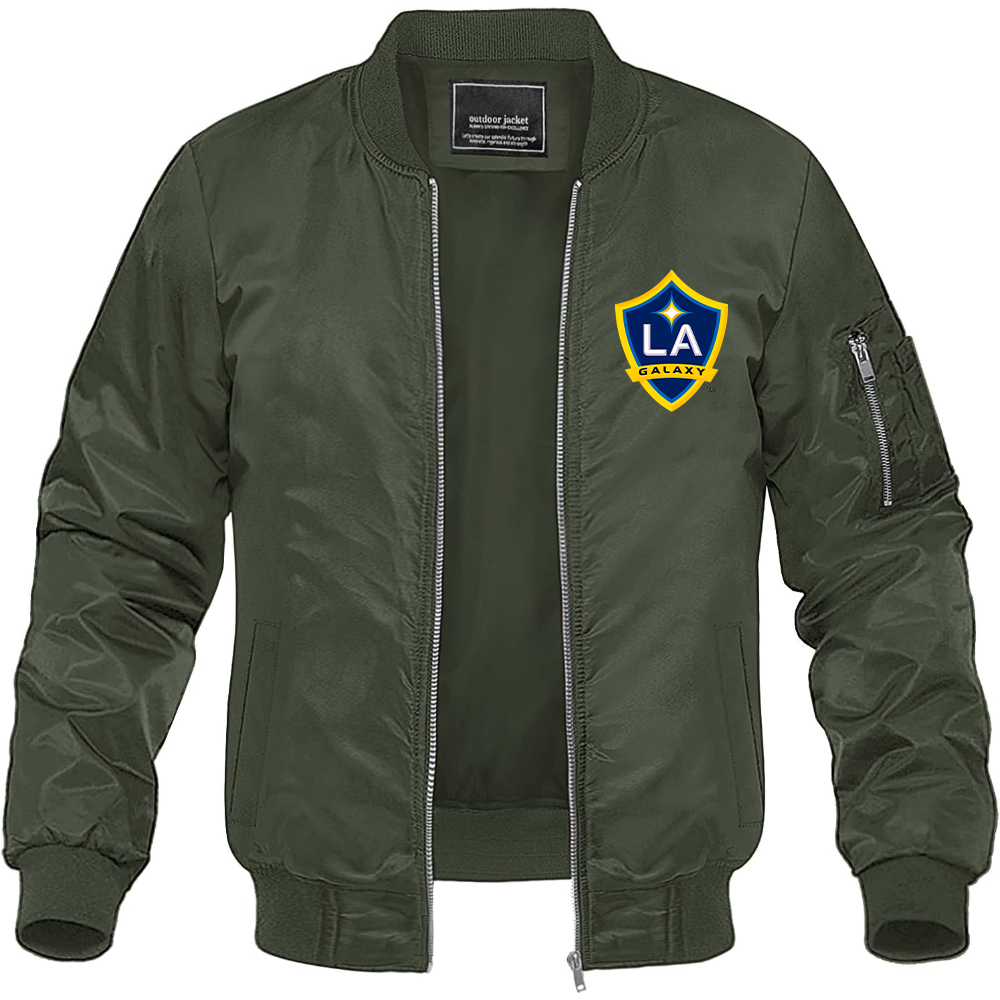 Men's LA Galaxy FC Lightweight Bomber Jacket Windbreaker Softshell Varsity Jacket Coat