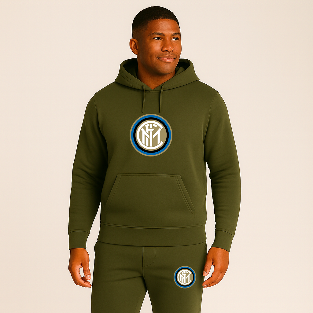 Men's Inter Milan Soccer Logo Hoodie Joggers Set