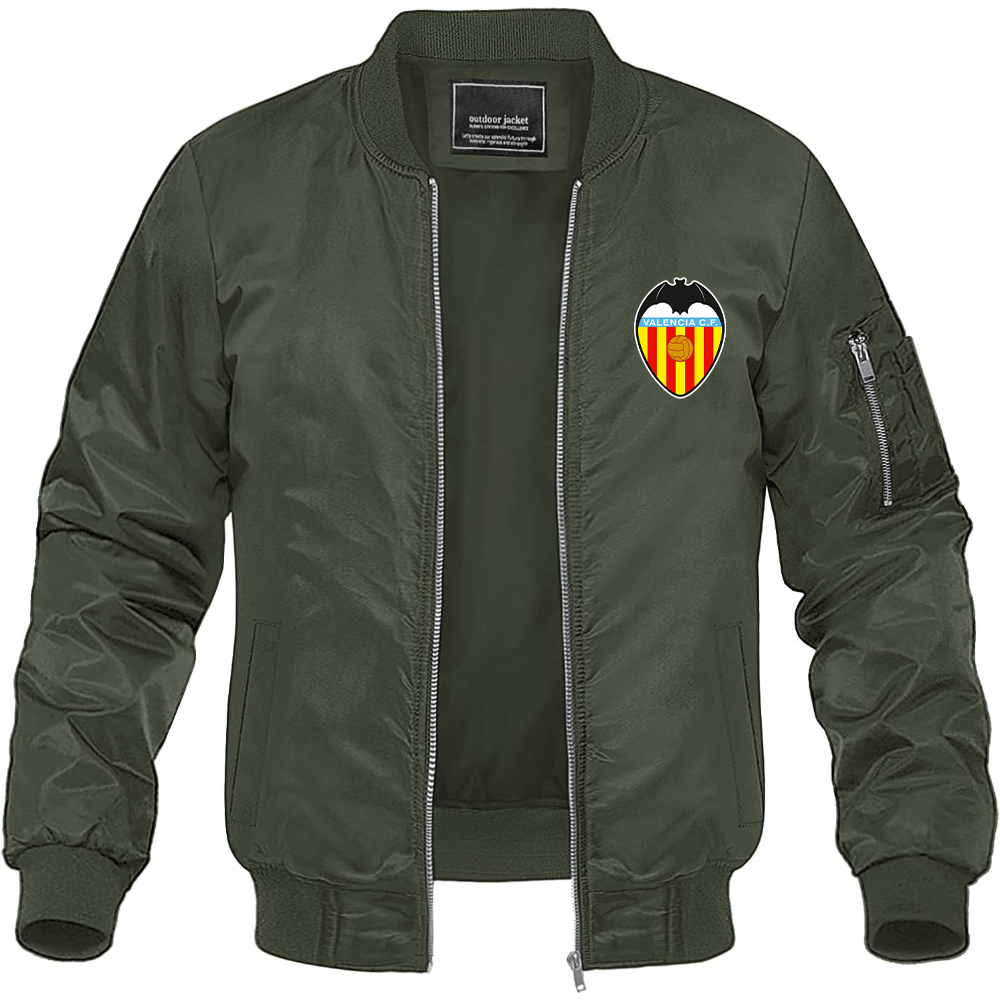 Men's Valencia FC Lightweight Bomber Jacket Windbreaker Softshell Varsity Jacket Coat