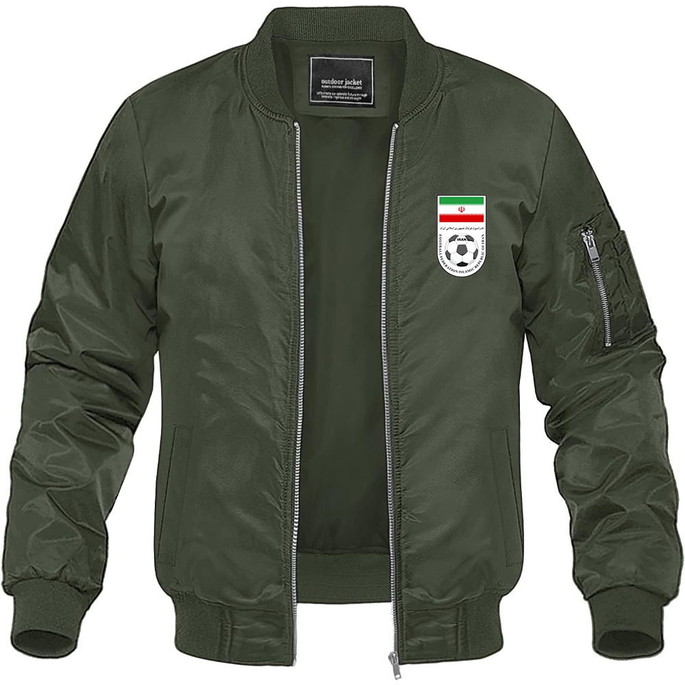 Men's Iran National Soccer Team Lightweight Bomber Jacket Windbreaker Softshell Varsity Jacket Coat