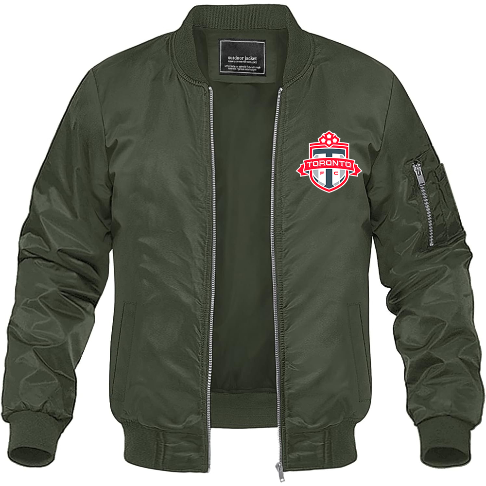 Men's Toronto FC Lightweight Bomber Jacket Windbreaker Softshell Varsity Jacket Coat