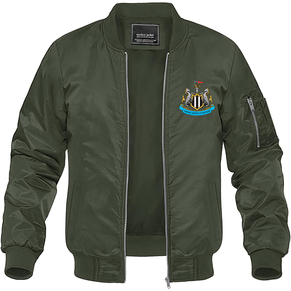 Men's Newcastle United FC Lightweight Bomber Jacket Windbreaker Softshell Varsity Jacket Coat