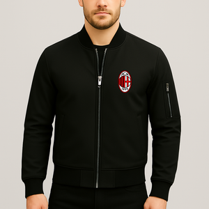 Men’s AC Milan Soccer Lightweight Bomber Jacket Windbreaker Softshell Varsity Jacket Coat