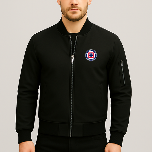Men's Cruz Azul Football Club Lightweight Bomber Jacket Windbreaker Softshell Varsity Jacket Coat
