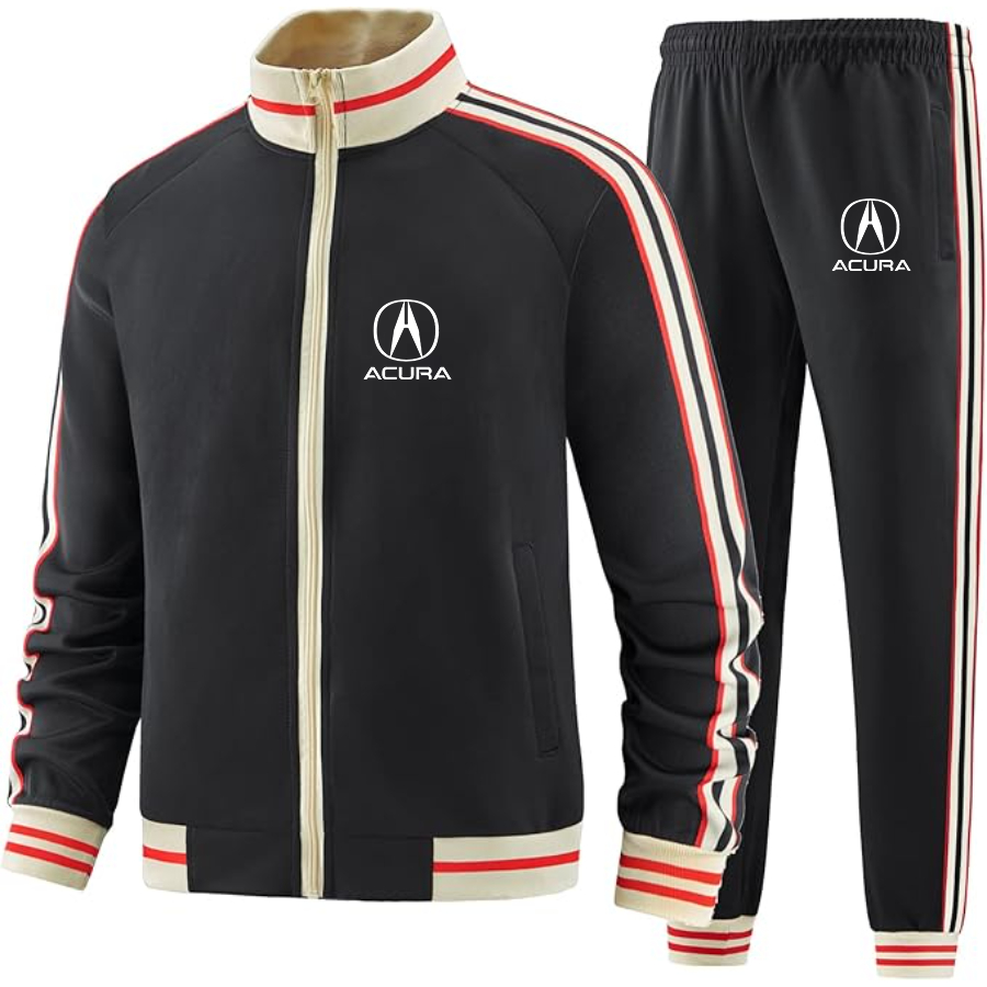 Men's Acura Car - Premium Two-Piece Designer Tracksuit with Bold Striped Accents and Zippered Front - Elevated Athletic Wear