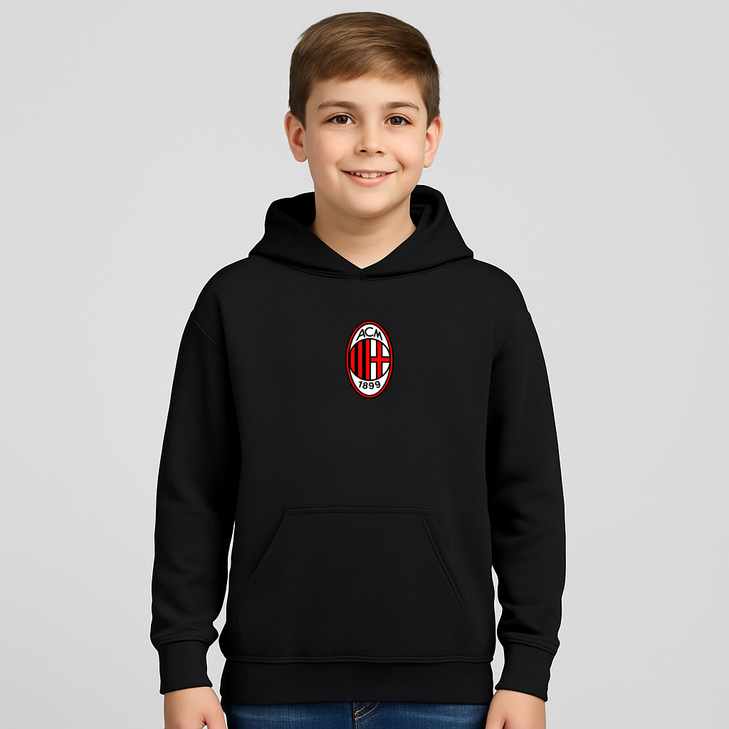 Youth Kids AC Milan Soccer Pullover Hoodie