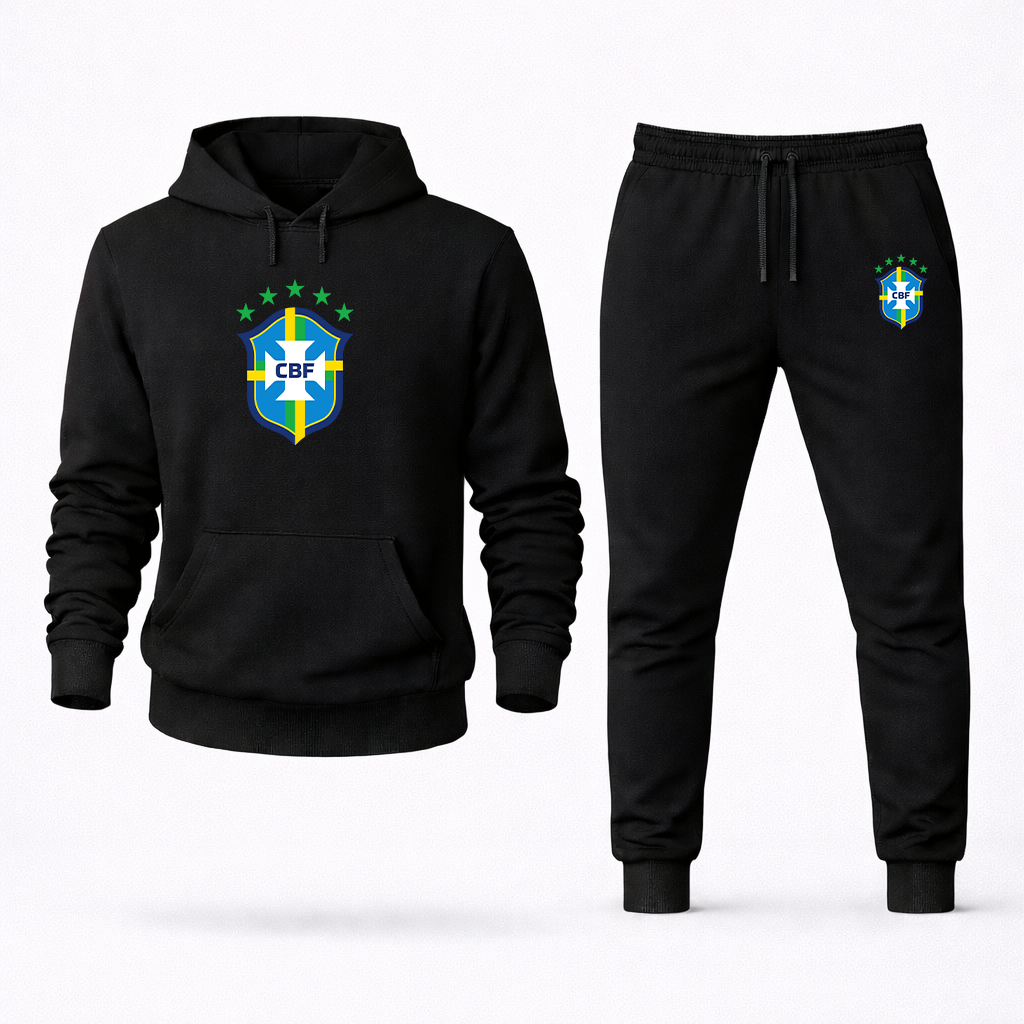 Men's Brazil National Soccer Team Hoodie Joggers Set