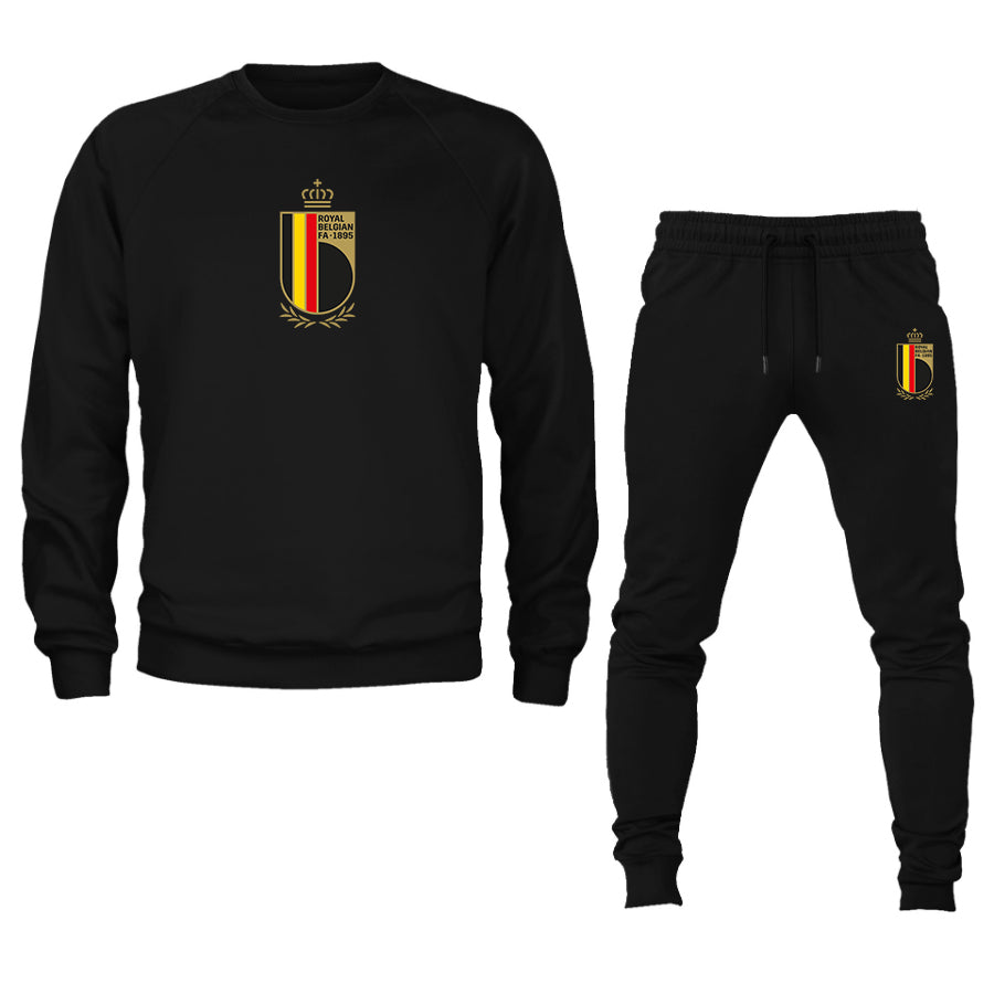 Men's Belgium National Soccer Team Logo Crewneck Sweatshirt Joggers Suit