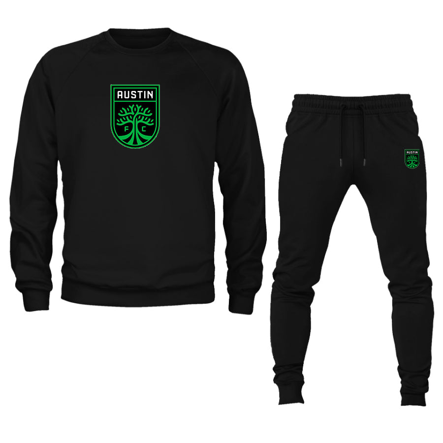 Men's Austin FC Logo Crewneck Sweatshirt Joggers Suit