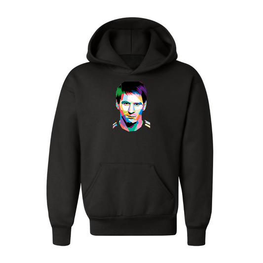 Youth Kids Lionel Messi Face Art Soccer Pullover Hoodie